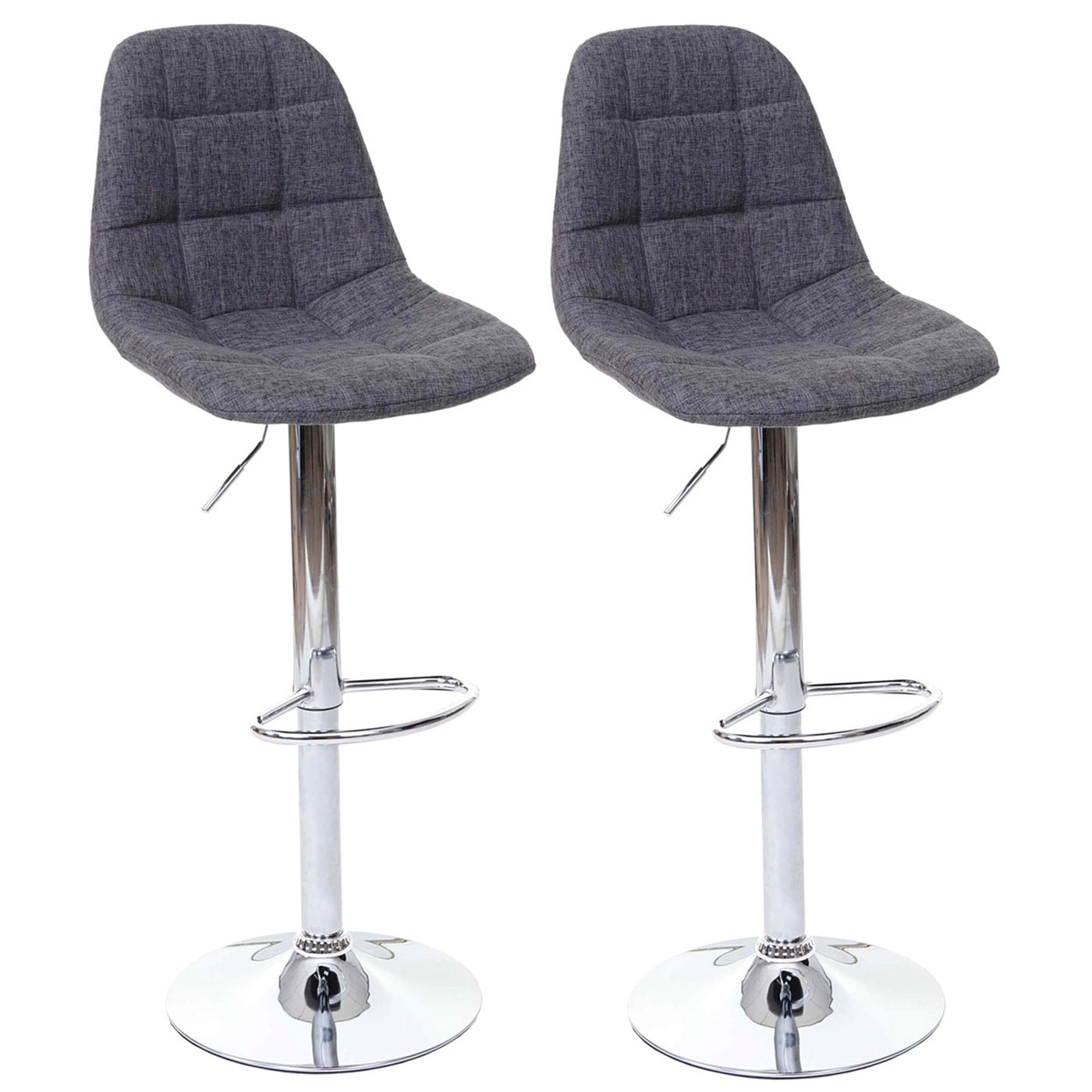 2er-Set Barhocker MCW-A67, Barstuhl Tresenhocker, MVG-zertifiziert ~ grau, Textil 
