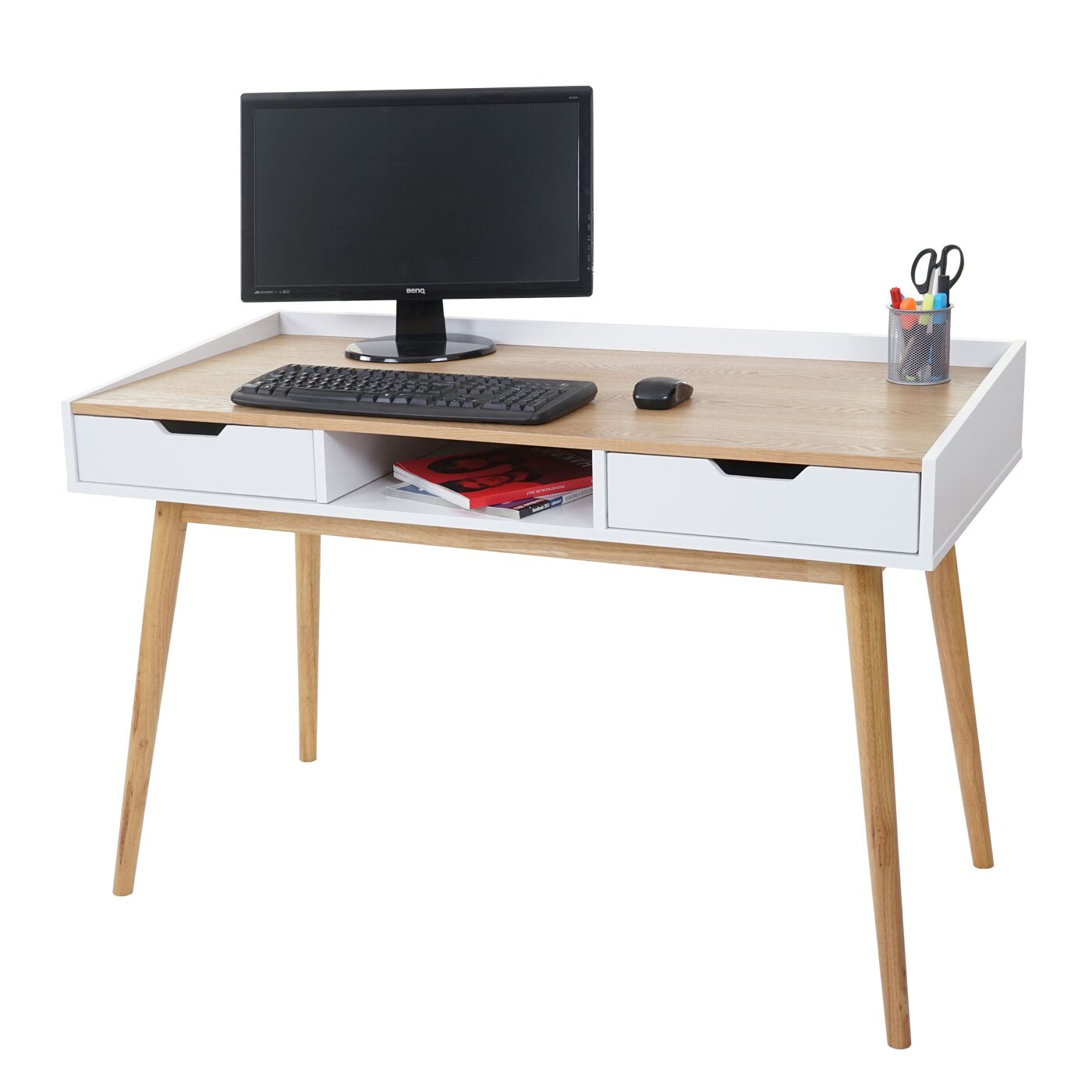 Schreibtisch MCW-A70, Computertisch B&uuml;rotisch, 120x55cm MDF Esche-Optik 