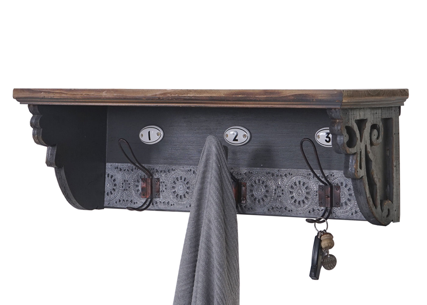 Wandgarderobe MCW-A43, Wandhaken, Tanne Holz massiv Vintage 22x60x18cm 