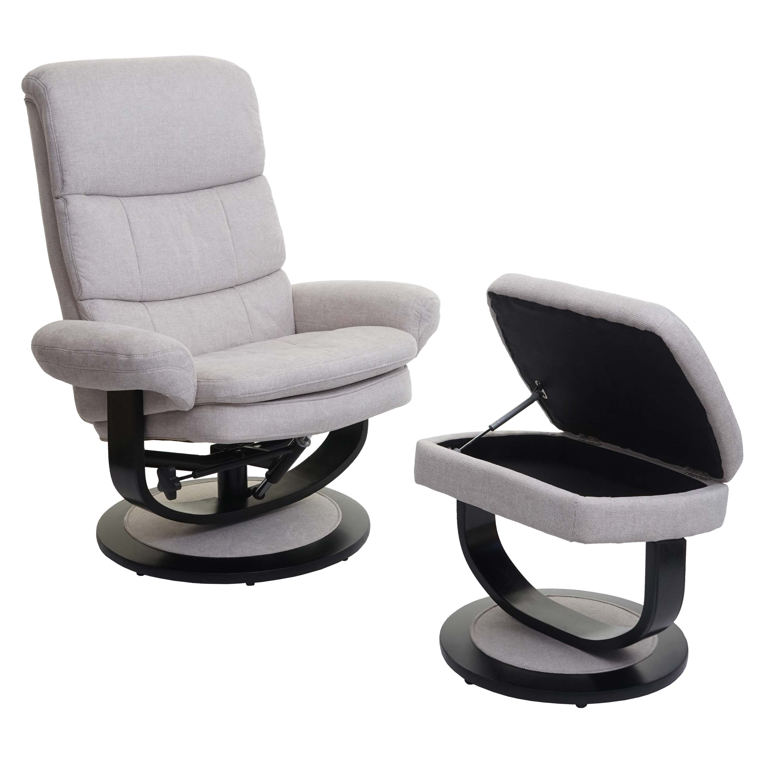 Relaxsessel MCW-C16, Fernsehsessel TV-Sessel Hocker mit Staufach, MVG-zertifiziert ~ Stoff/Textil creme-beige 