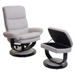 Relaxsessel MCW-C16, Fernsehsessel TV-Sessel Hocker mit Staufach, MVG-zertifiziert ~ Stoff/Textil creme-beige 