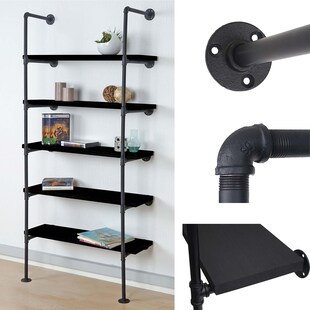 Standregal MCW-C45, Wohnregal Bücherregal Ablageregal, Industriedesign Holz Metall, 165x80x28cm ~ dunkelgrau 