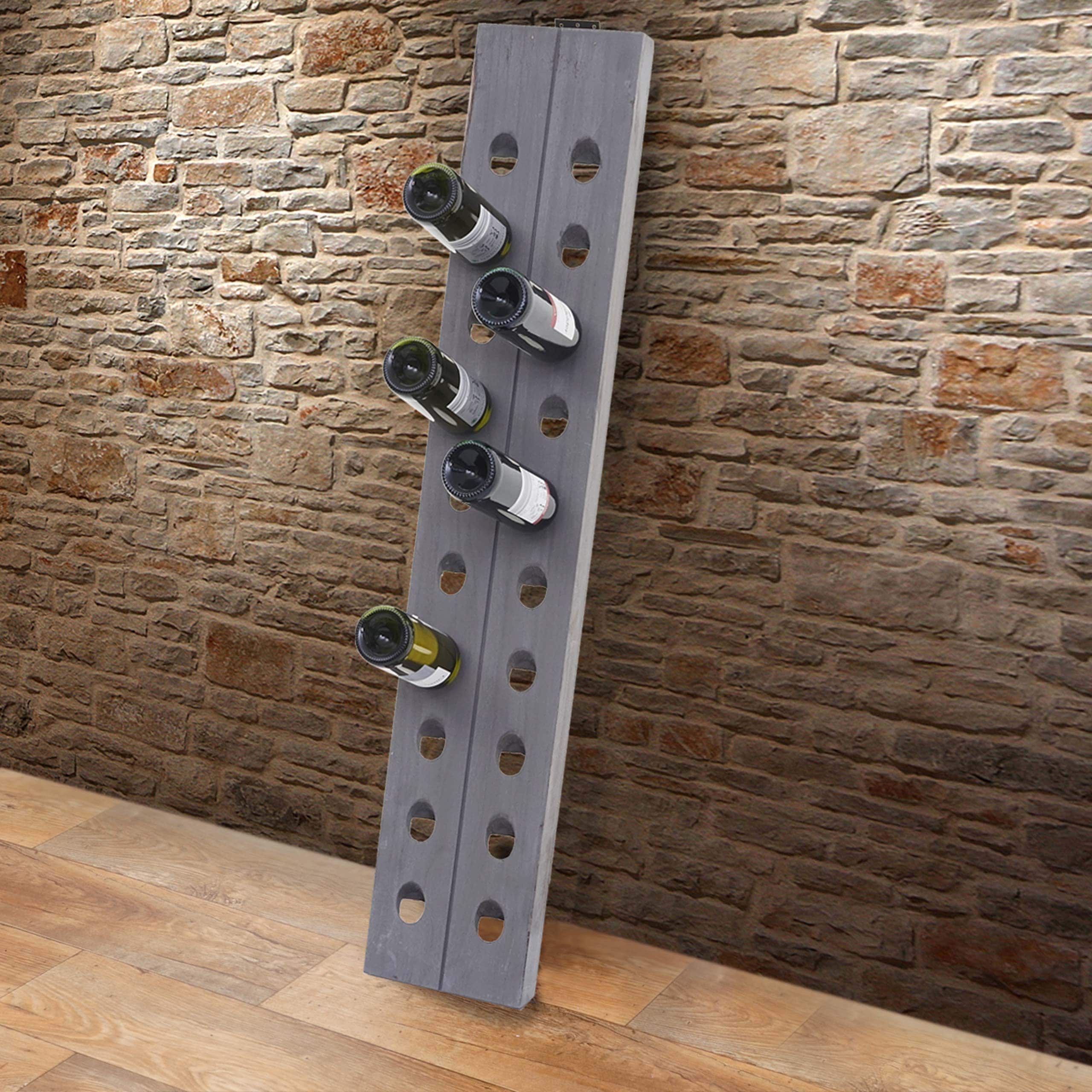 Deko-Weinregal, R&uuml;ttelbrett Flaschenregal f&uuml;r 20 Flaschen, Shabby-Look Vintage ~ grau 