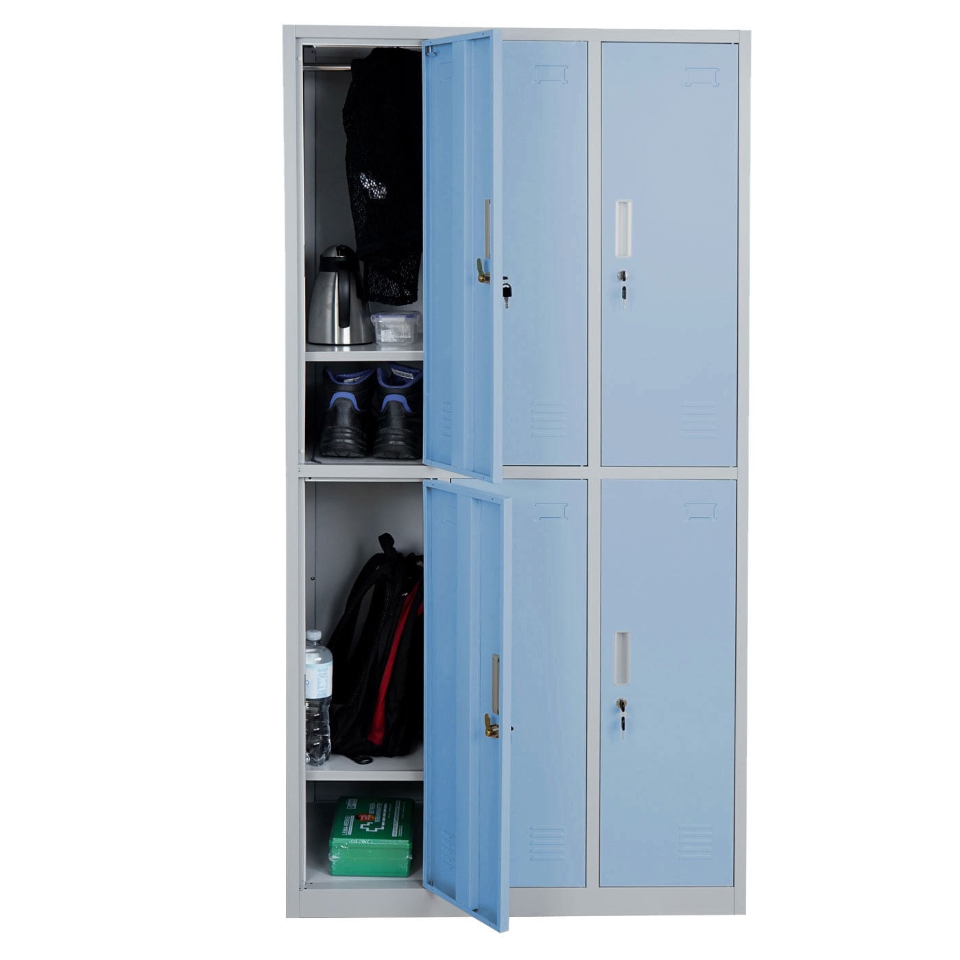 Schlie&szlig;fach Preston T829, Schlie&szlig;fachschrank Wertfachschrank Spind, Metall 6 F&auml;cher ~ blau 