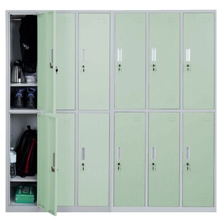 Schließfach Preston T829, Schließfachschrank Wertfachschrank Spind, Metall 12 Fächer ~ grün 