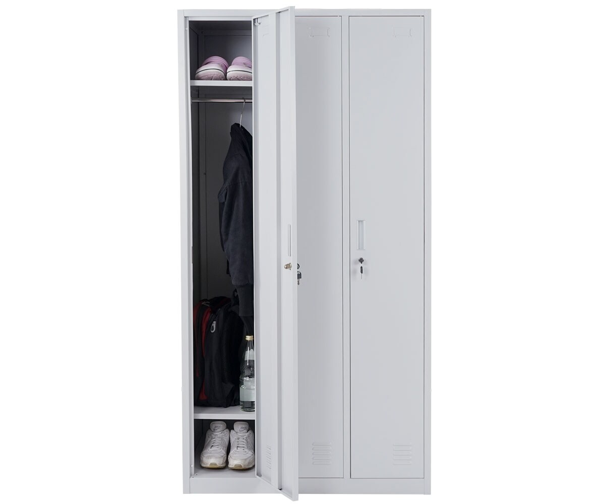 Schlie&szlig;fach Preston T829, Spind Wertfachschrank Schlie&szlig;fachschrank, Metall 3 F&auml;cher ~ grau 