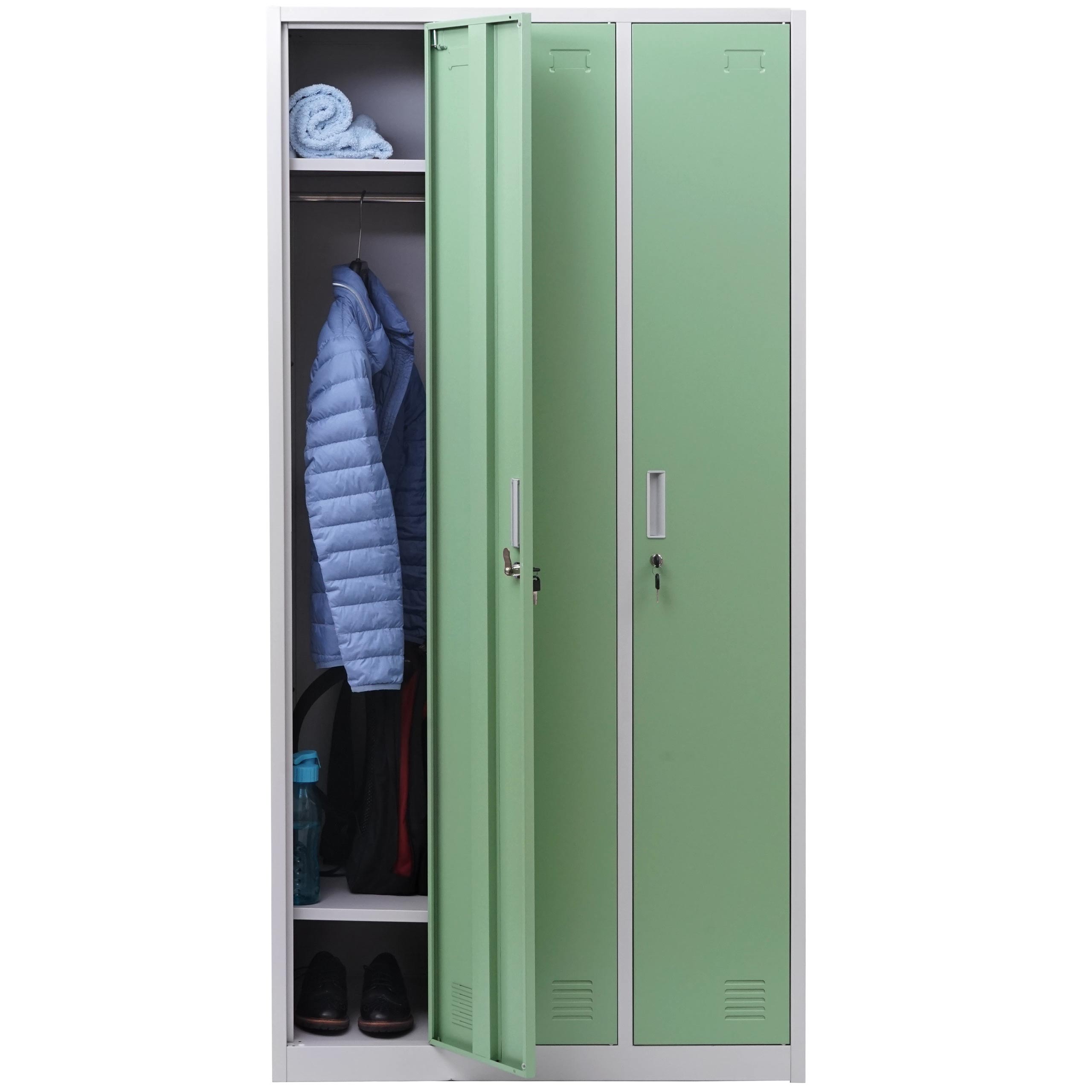 Schlie&szlig;fach Preston T829, Spind Wertfachschrank Schlie&szlig;fachschrank, Metall 3 F&auml;cher ~ gr&uuml;n 