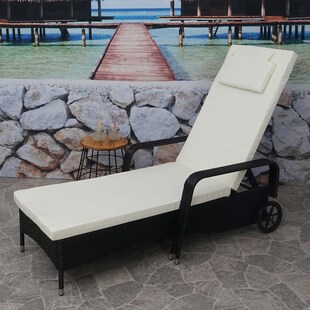 Poly-Rattan Sonnenliege Cesena, Relaxliege Gartenliege Liege, Alu ~ anthrazit, Kissen beige 