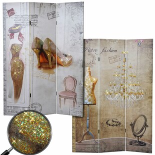 Foto-Paravent Retro, Raumteiler Trennwand, Glitzer Fashion MVG-zertifiziert ~ 180x120cm 
