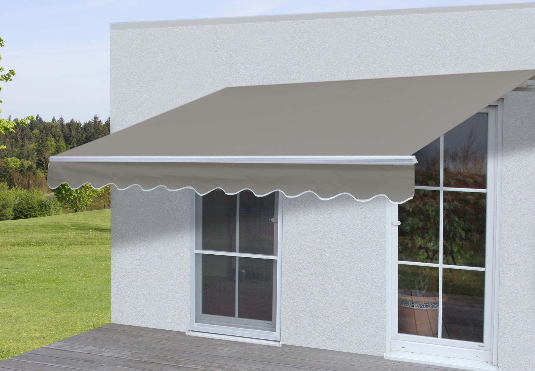 Alu-Markise H791, Gelenkarmmarkise Sonnenschutz 4,5x3m ~ Polyester, grau-braun 