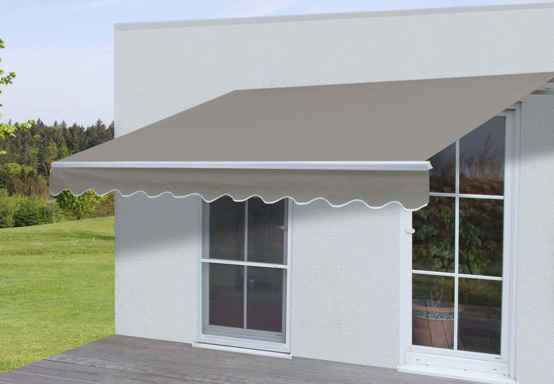 Alu-Markise H790, Gelenkarmmarkise Sonnenschutz 4x3m ~ Polyester, grau-braun 