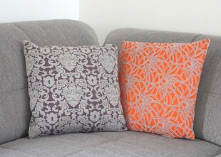 2er Set Zierkissen Barock + Blumen, Sofakissen Deko-Kissen mit Füllung 45x45cm 