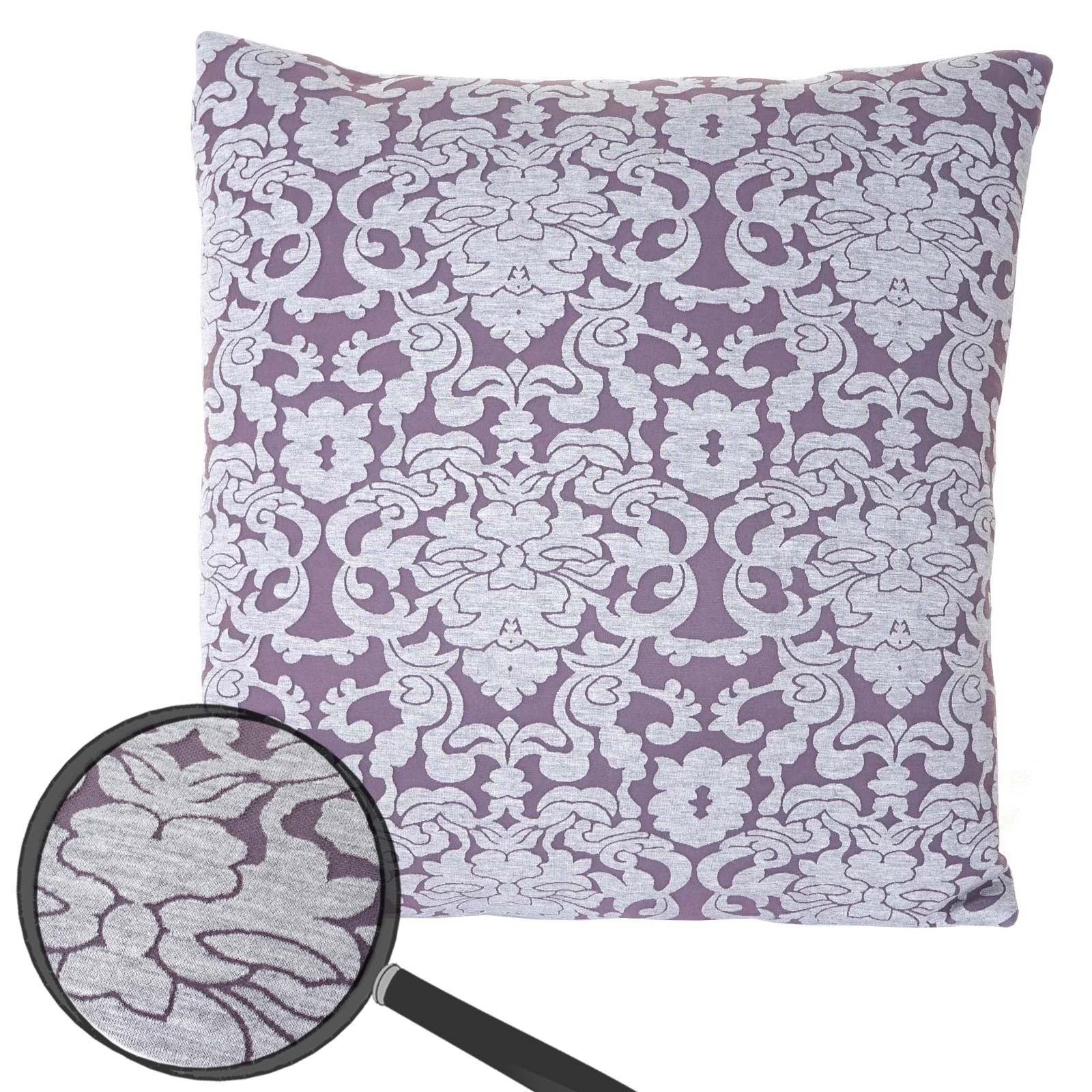 Zierkissen Barock, Sofakissen Deko-Kissen mit F&uuml;llung, lila 45x45cm 