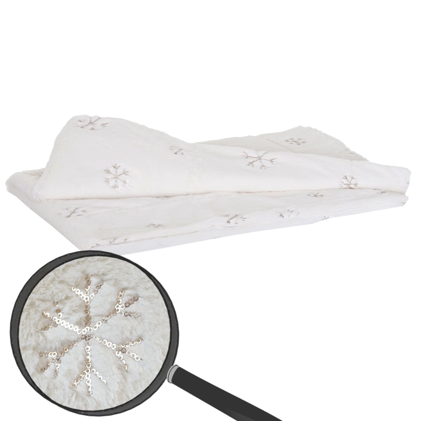 Kuscheldecke Schnee, Tagesdecke Wohndecke Sofadecke, flauschig wei&szlig; Pailletten 150x120cm 