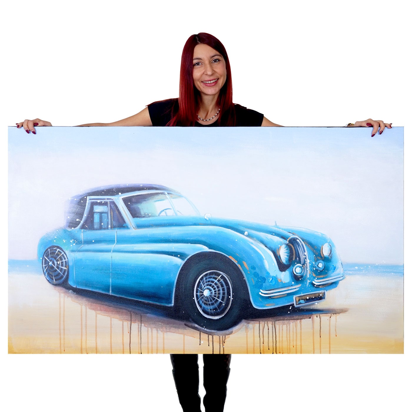 Wandbild Oldtimer, 100% handgemaltes &Ouml;lgem&auml;lde Gem&auml;lde XL, 140x80cm 