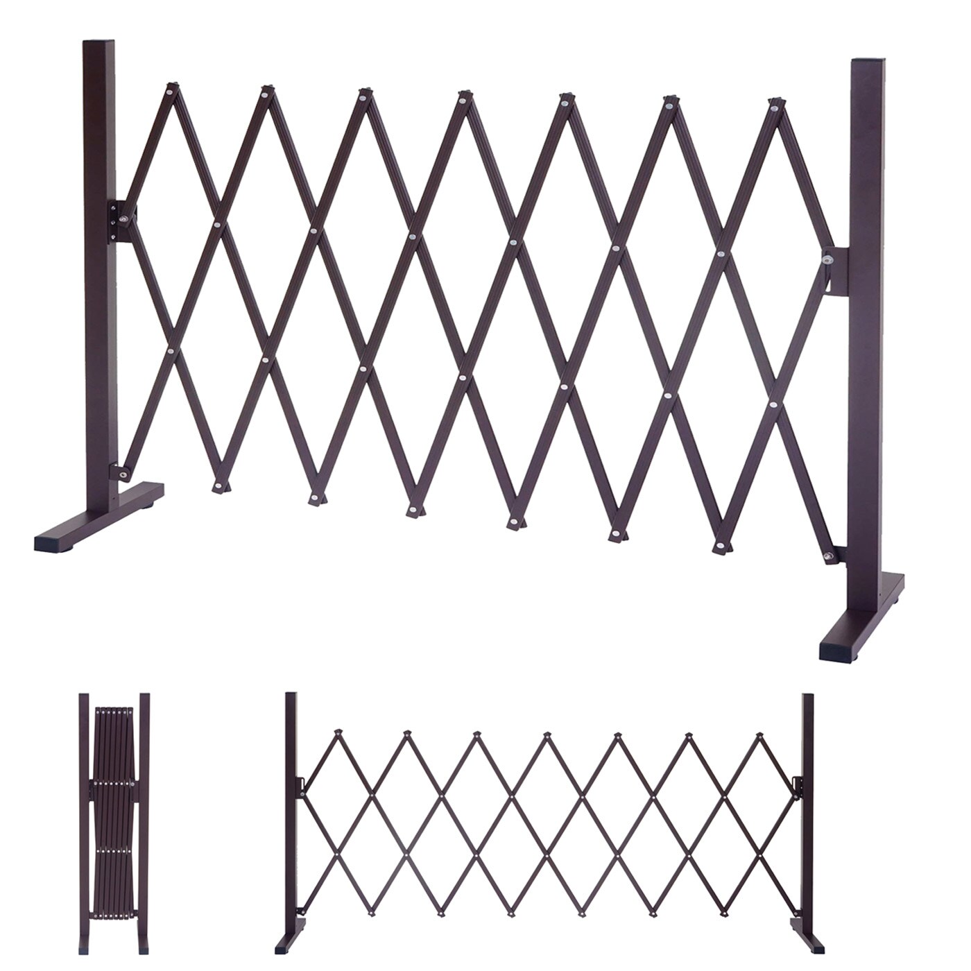 Absperrgitter -B34, Scherengitter Rankhilfe Tierschutzgitter ausziehbar, Alu braun ~ Höhe 103cm, Breite 35-300cm