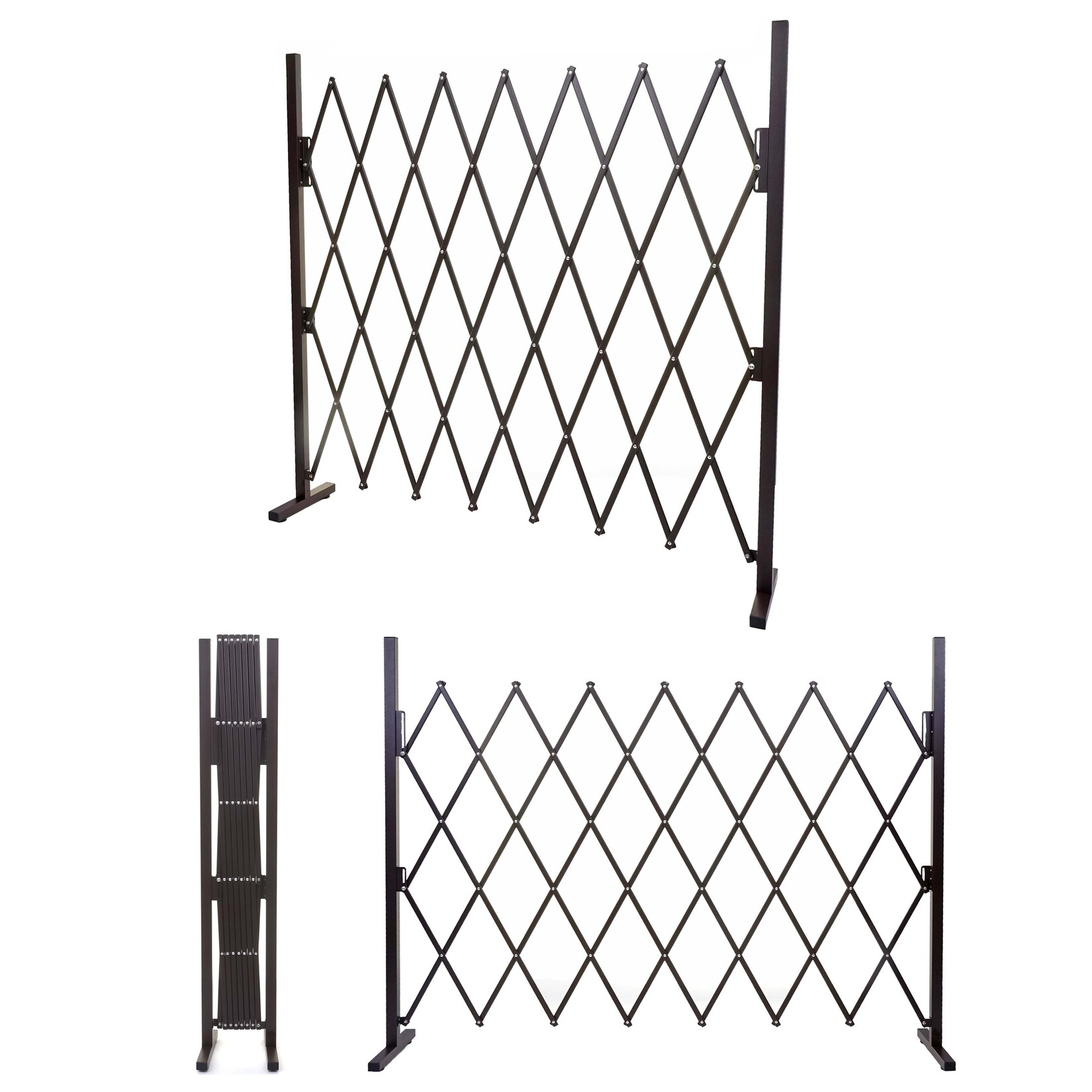 Absperrgitter -B34, Scherengitter Rankhilfe Tierschutzgitter ausziehbar, Alu braun ~ Höhe 153cm, Breite 28-200cm