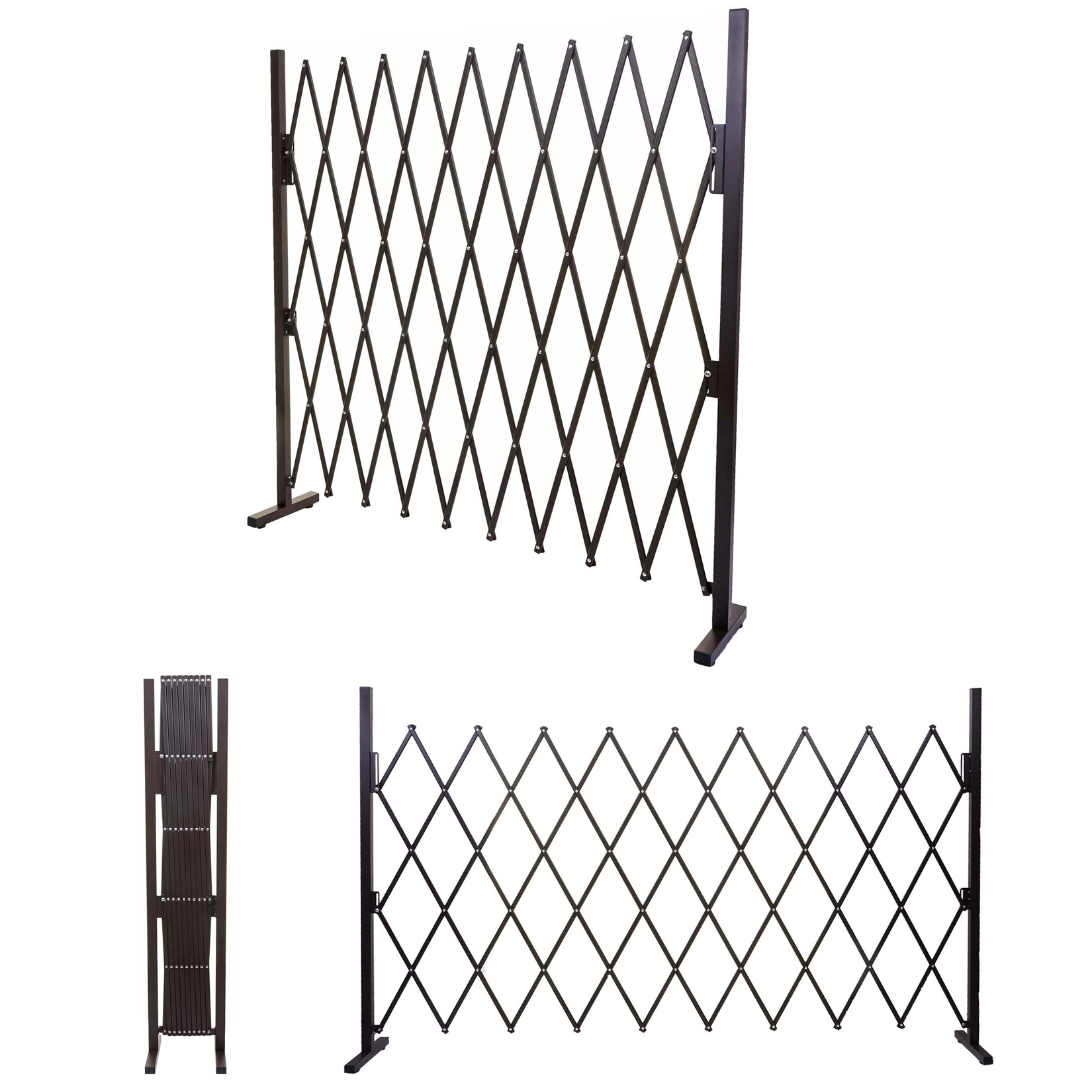 Absperrgitter -B34, Scherengitter Rankhilfe Tierschutzgitter ausziehbar, Alu braun ~ Höhe 153cm, Breite 32-265cm
