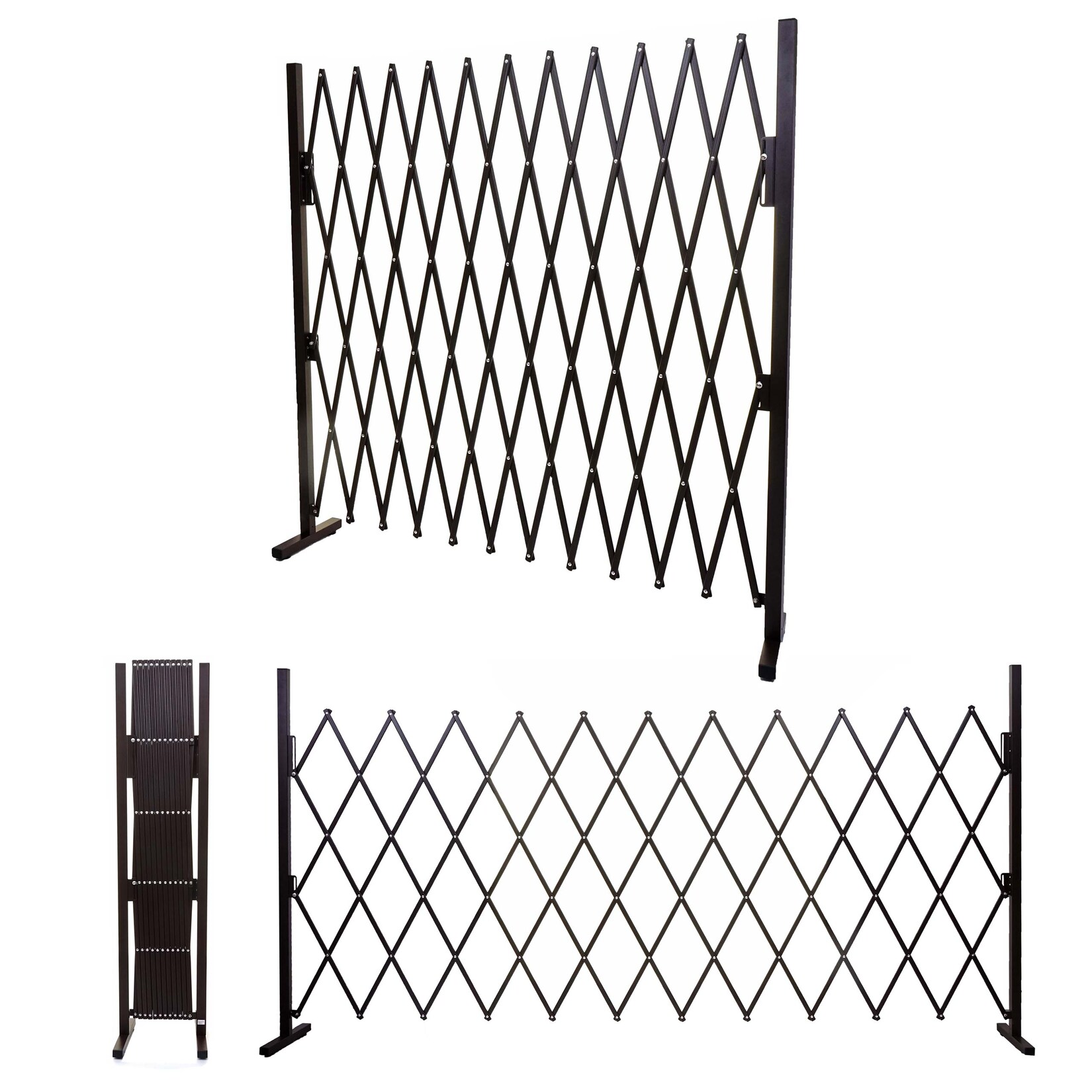 Absperrgitter -B34, Scherengitter Rankhilfe Tierschutzgitter ausziehbar, Alu braun ~ Höhe 153cm, Breite 36-300cm