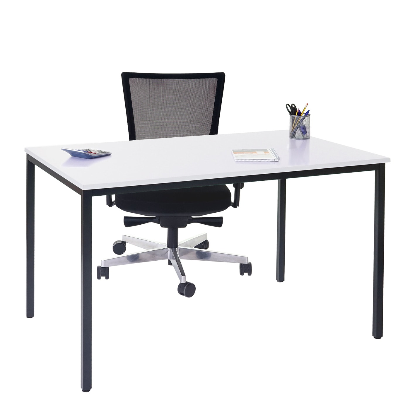 Schreibtisch Petrila, Konferenztisch B&uuml;rotisch Seminartisch, 120x80cm MDF ~ wei&szlig; 