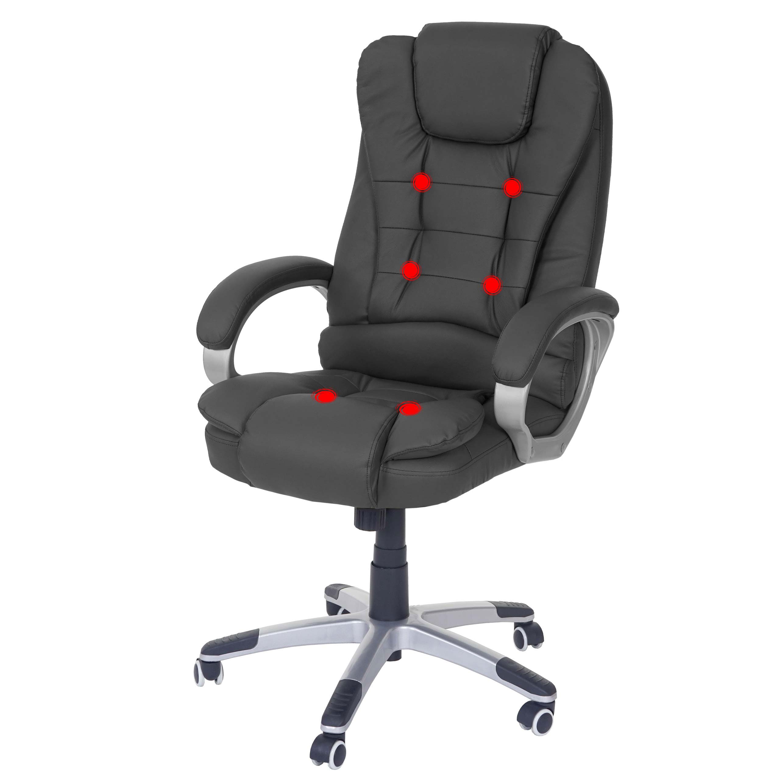 Massage-B&uuml;rostuhl Blackpool, Massagestuhl Drehstuhl Chefsessel, Kunstleder ~ schwarz 