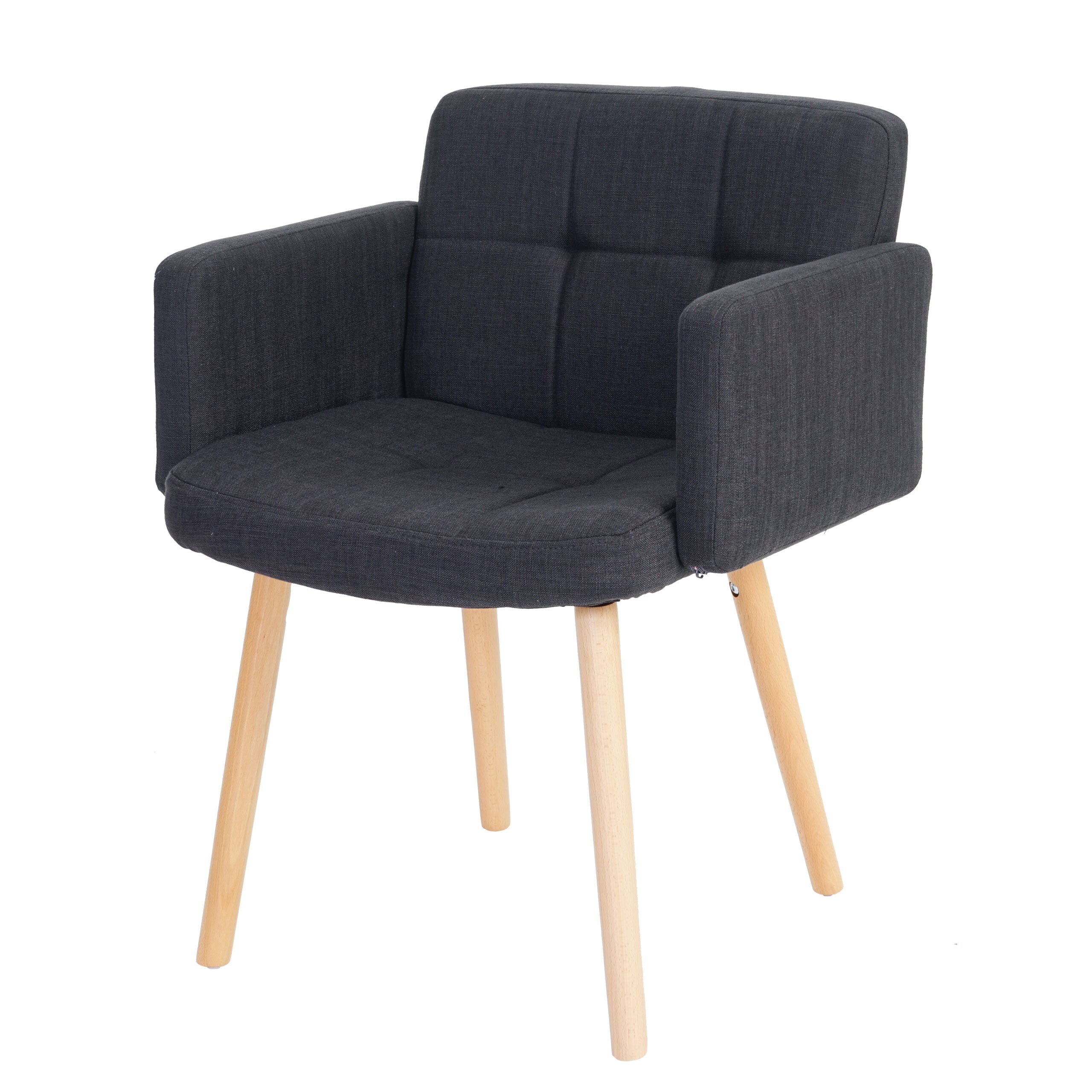 Esszimmerstuhl Houston II, Stuhl K&uuml;chenstuhl, Retro-Design ~ Textil, dunkelgrau 