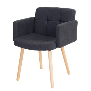 Esszimmerstuhl Houston II, Stuhl Küchenstuhl, Retro-Design ~ Textil, dunkelgrau 