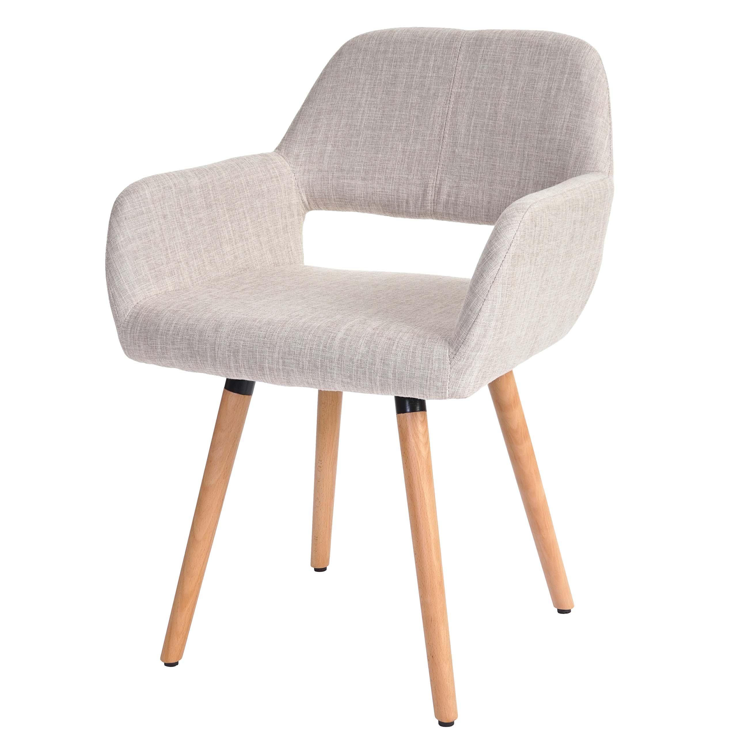 Esszimmerstuhl MCW-A50 II, Stuhl K&uuml;chenstuhl, Retro 50er Jahre Design ~ Textil, creme/grau 