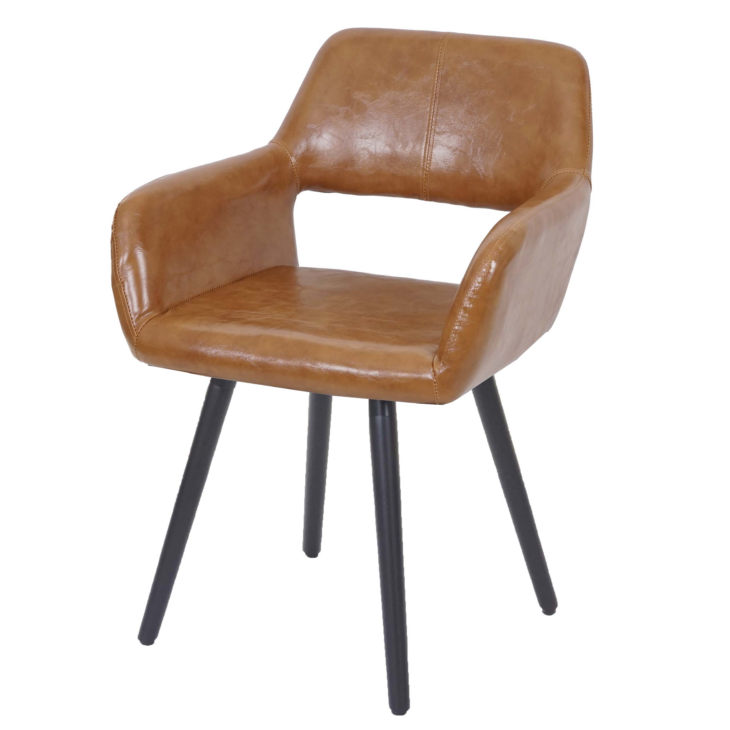 Esszimmerstuhl MCW-A50 II, Stuhl K&uuml;chenstuhl, Retro 50er Jahre Design ~ Kunstleder, Wildlederimitat, dunkle Beine 