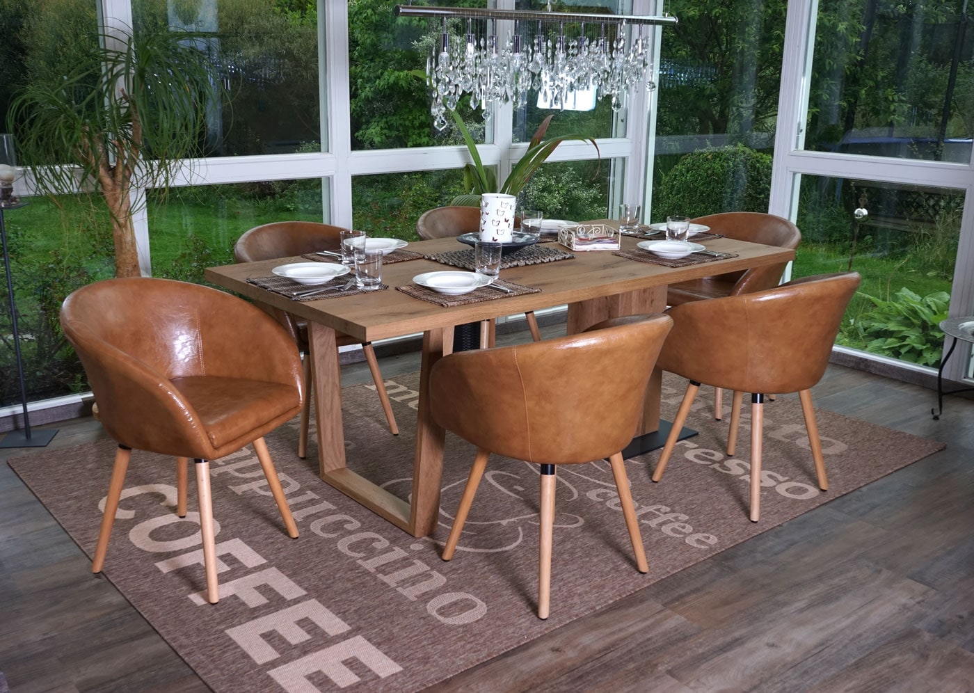 6er-Set Esszimmerstuhl Vaasa T633, Retro ~ Kunstleder, Wildlederimitat 