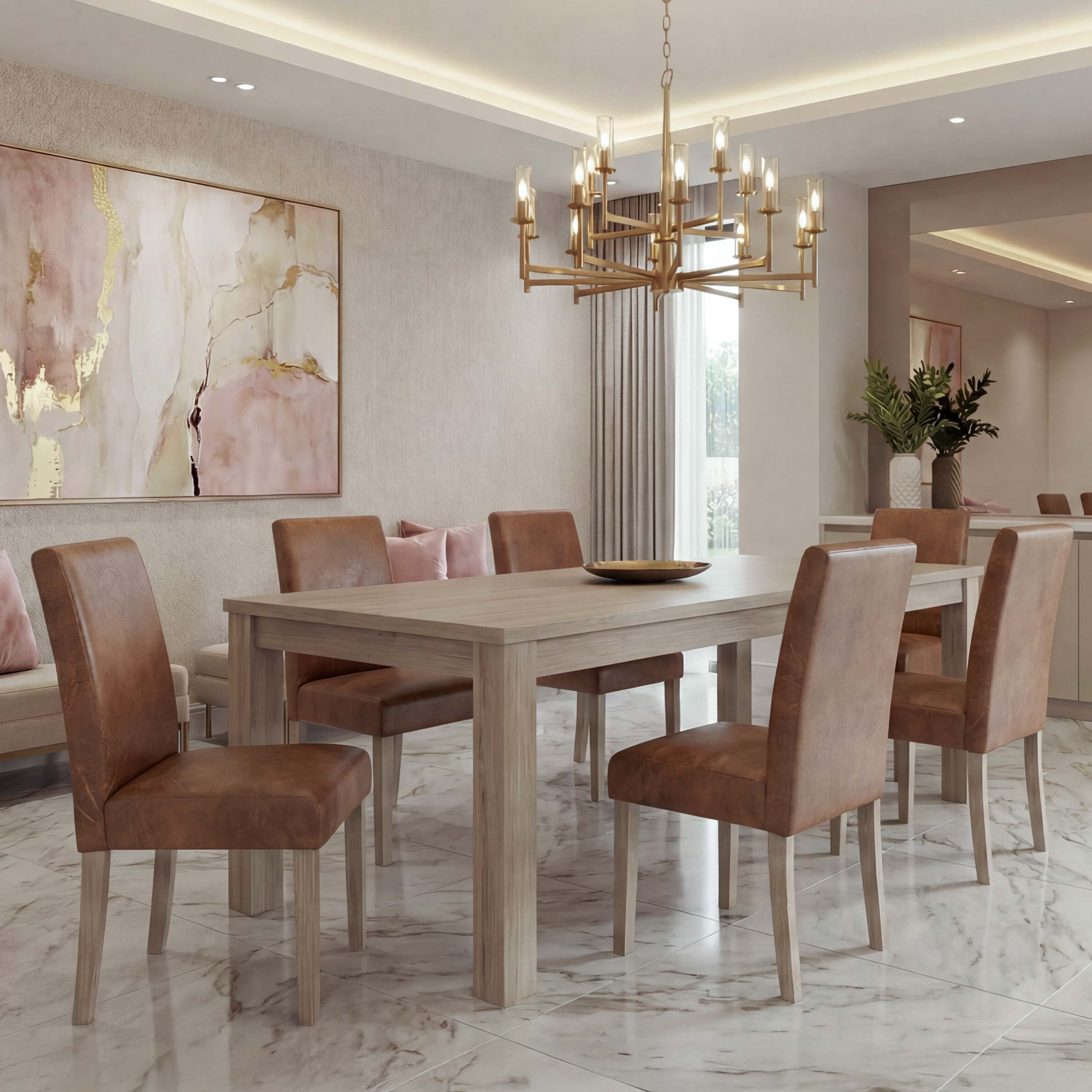 6er-Set Esszimmerstuhl Littau, Stuhl K&uuml;chenstuhl ~ Textil, Wildlederimitat, Beine Struktur - Eiche 