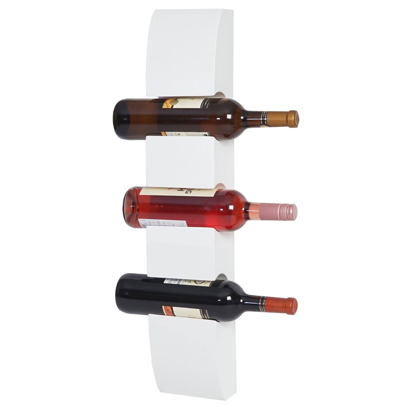 Weinregal Millau, Flaschenregal Wandregal Holz-Flaschenhalter, f&uuml;r 3 Flaschen 54x13x9cm ~ wei&szlig; 