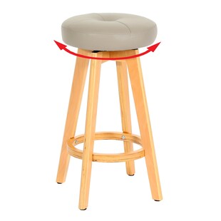 Barhocker Boras, Barstuhl Tresenhocker, Holz Kunstleder drehbar ~ taupe, helle Beine 