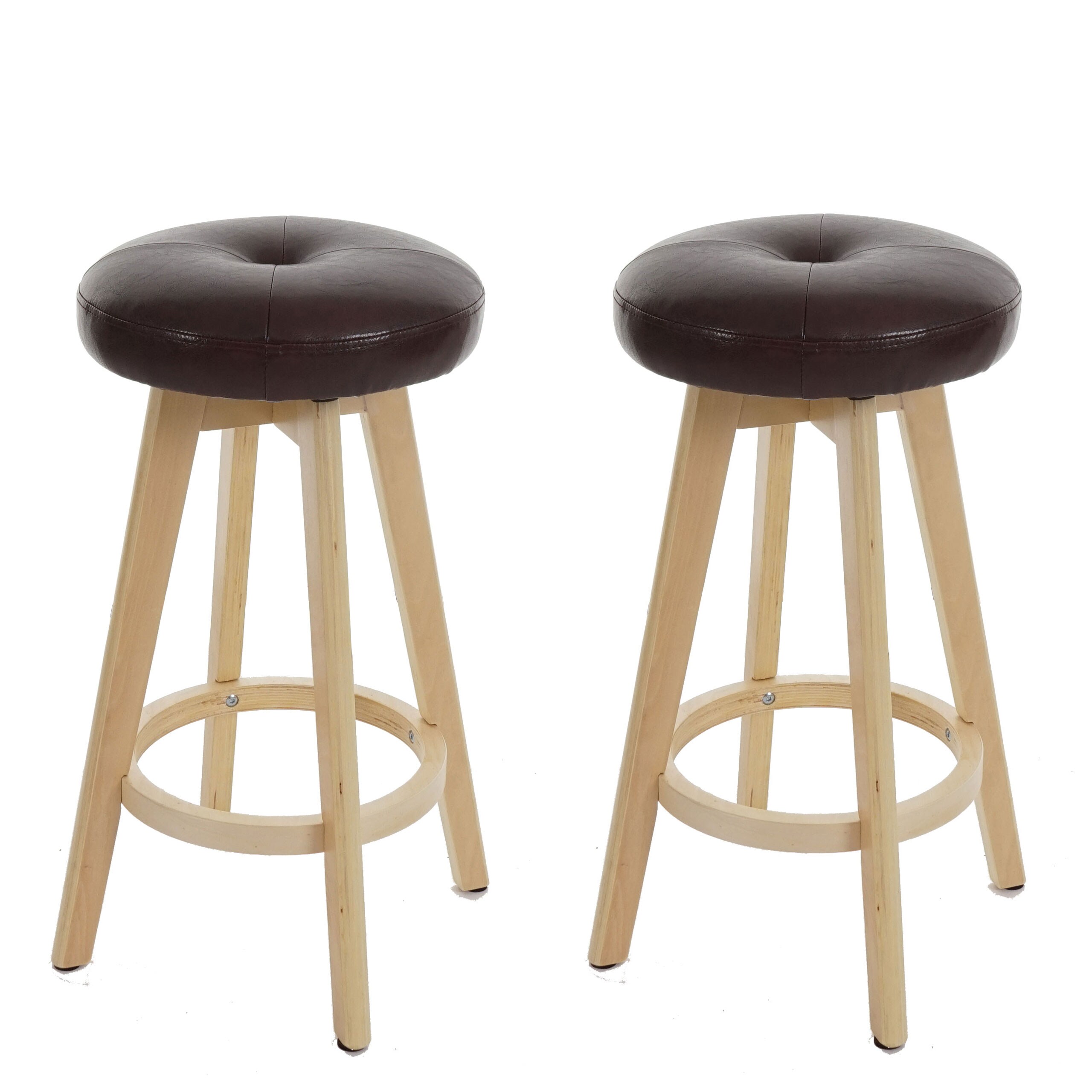 2er-Set Barhocker Boras, Barstuhl Tresenhocker, Holz Kunstleder drehbar ~ bordeaux, helle Beine 