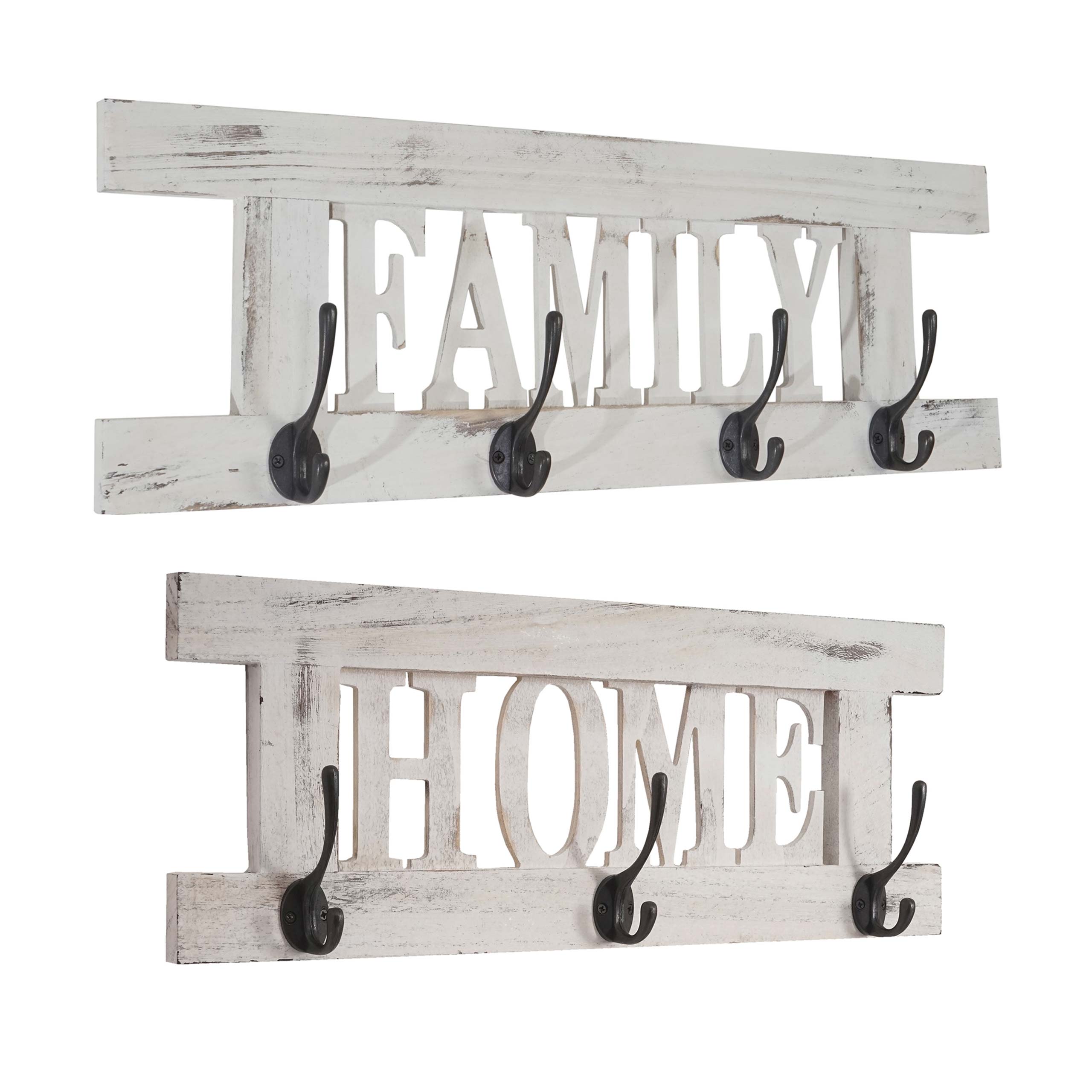 2er Wandgarderoben Set MCW-C60 Home+Family Garderobenpaneel, Shabby-Look Vintage ~ wei&szlig;, shabby 