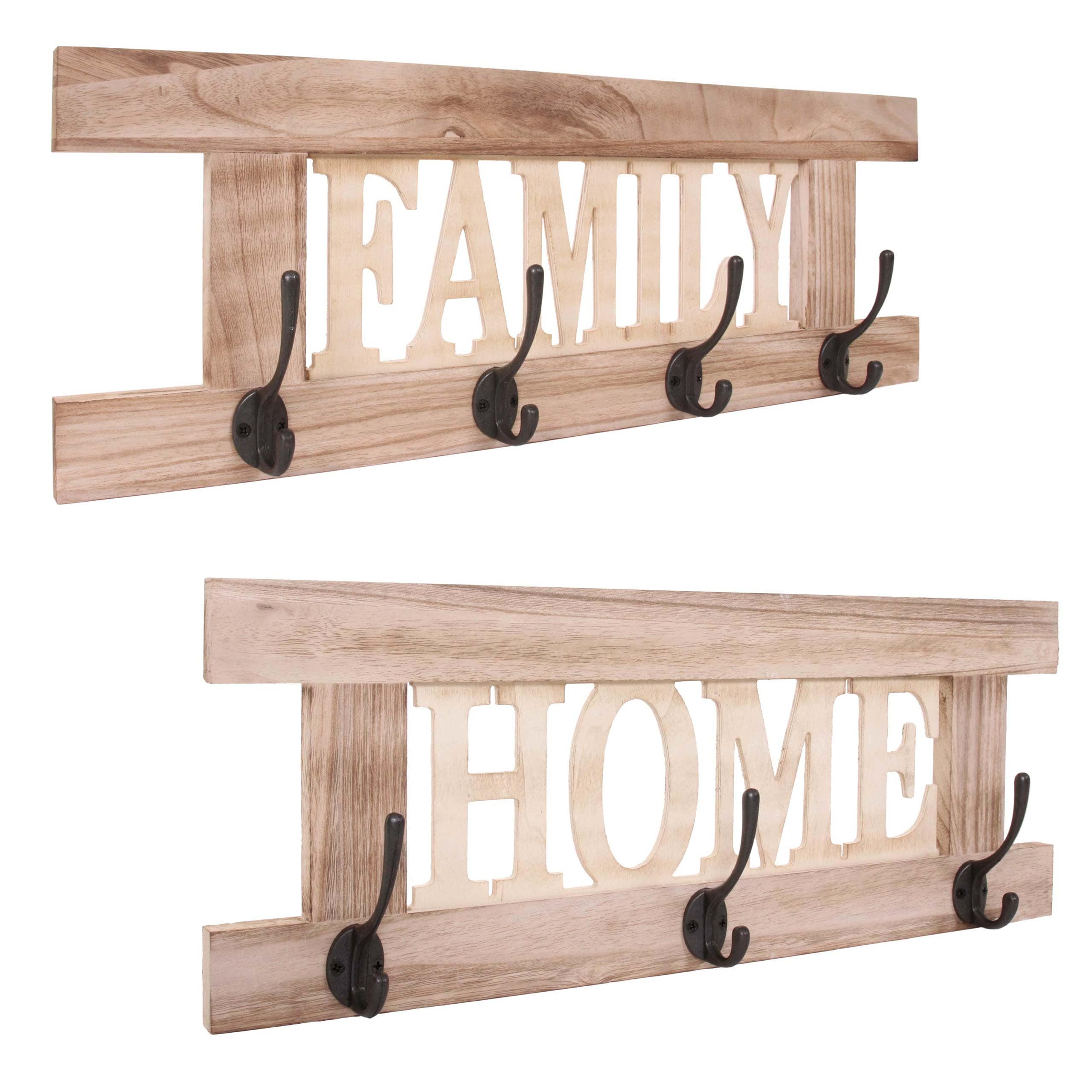 2er Wandgarderoben Set MCW-C60 Home+Family Garderobenpaneel, Vintage ~ naturbraun 