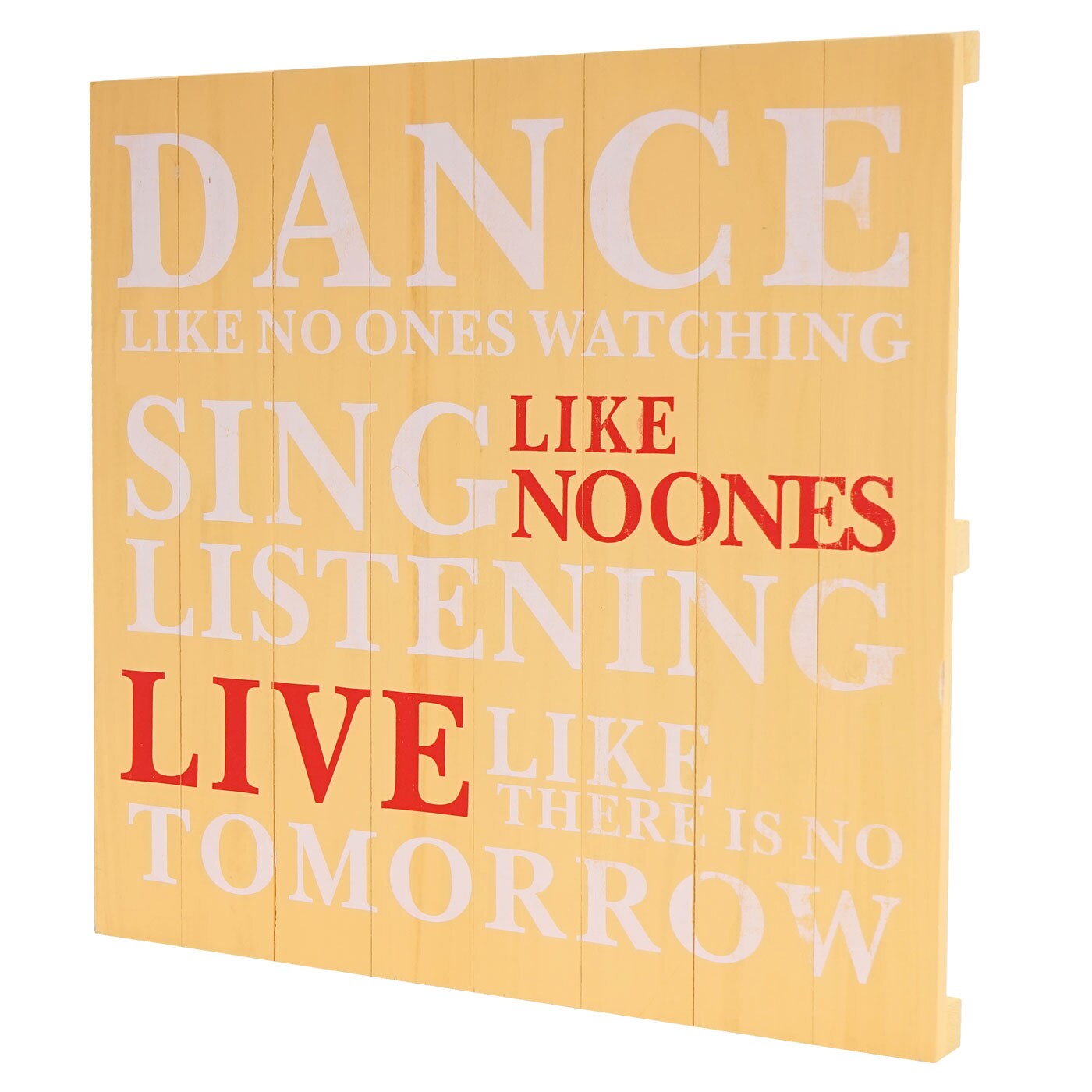 Wandschild Sing, Dekoschild Holzschild, Shabby-Look Vintage 60x60cm ~ gelb 