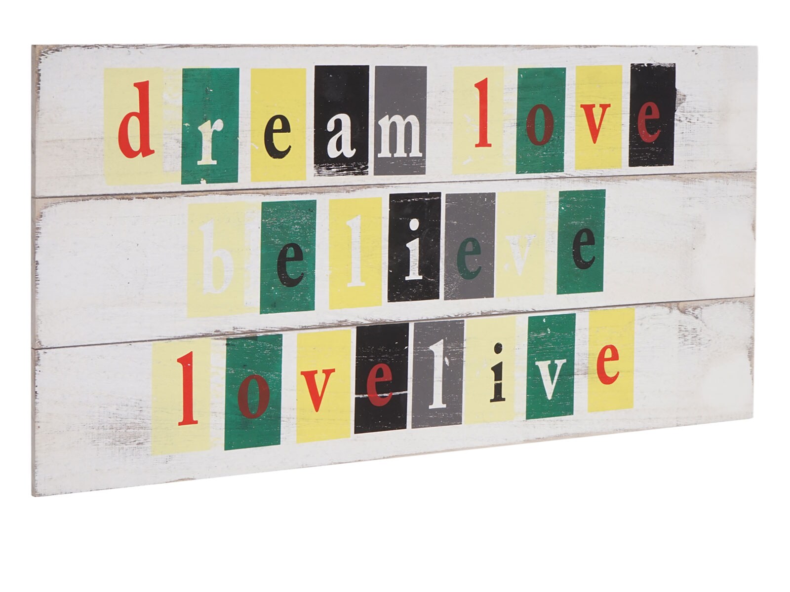 Wandschild Believe, Holzschild Dekoschild Schild, Shabby-Look Vintage mit 3 Haken 30x60cm 