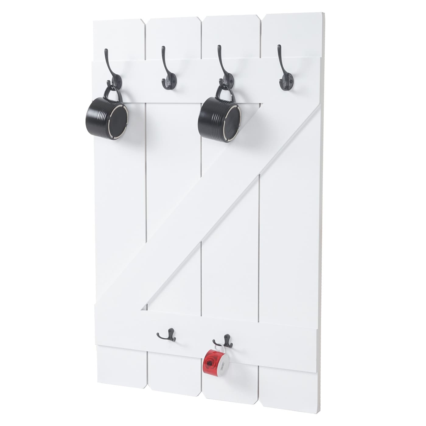 Tassenhalter MCW-D13, H&auml;ngeregal Tassenbrett Wandboard, 6 Haken 