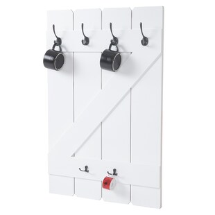 Tassenhalter MCW-D13, Hängeregal Tassenbrett Wandboard, 6 Haken 