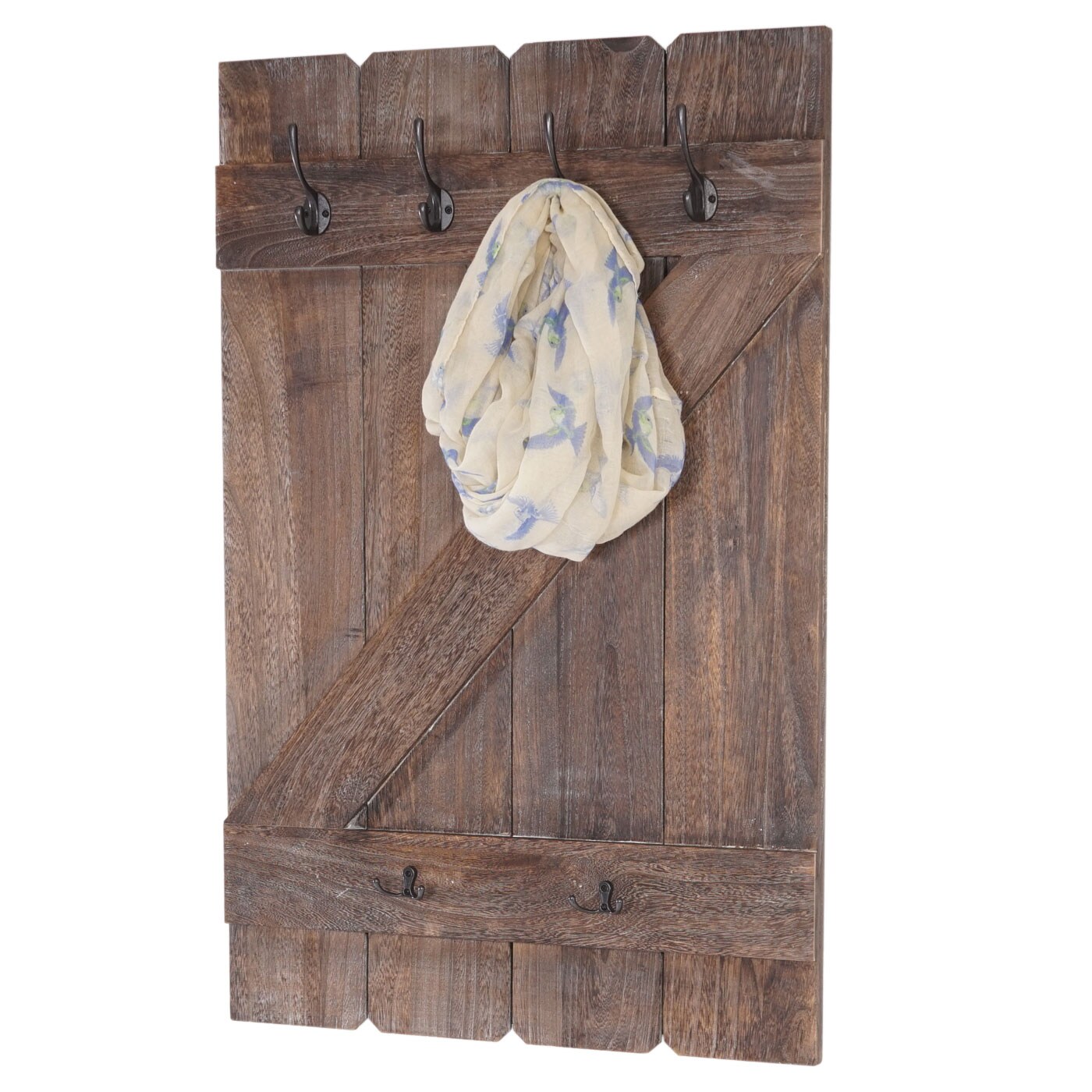 Wandgarderobe MCW-D13, Garderobe Garderobenpaneel, 6 Haken 91x60cm ~ shabby-braun 