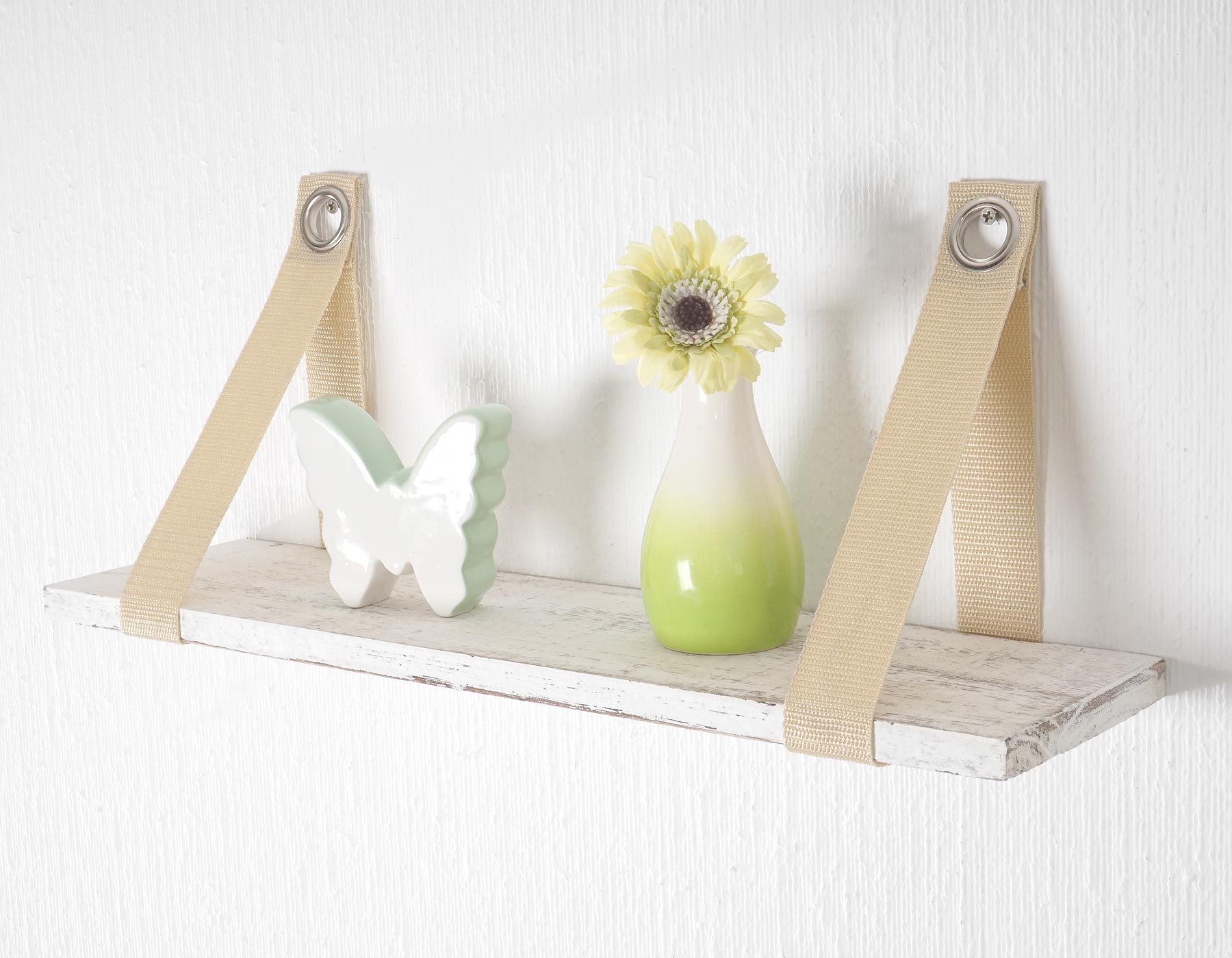 Wandregal Vire, H&auml;ngeregal Regal, Shabby-Look, Vintage wei&szlig; 