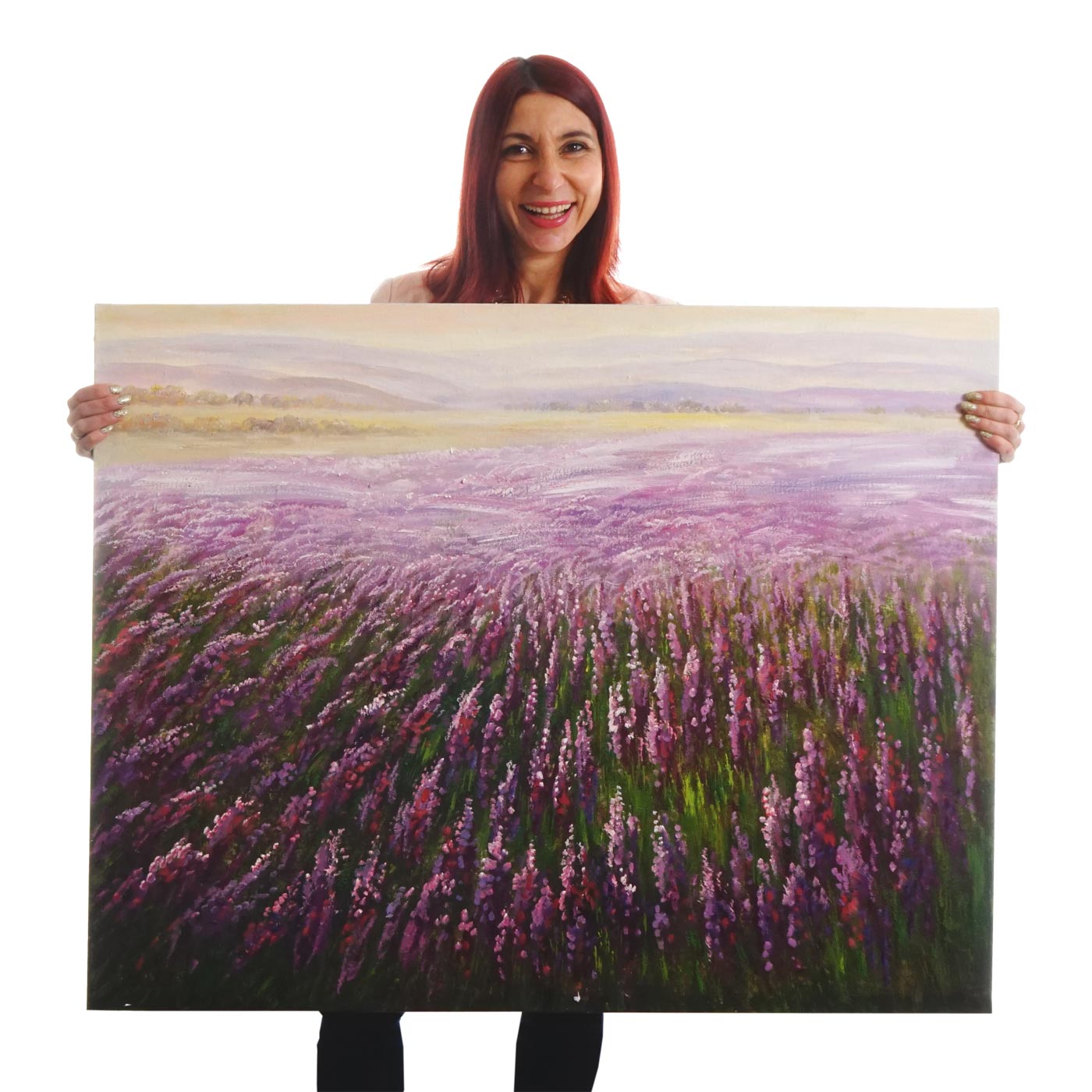 Wandbild Blumenfeld, 100% handgemaltes &Ouml;lgem&auml;ldeGem&auml;lde XL, 100x80cm 