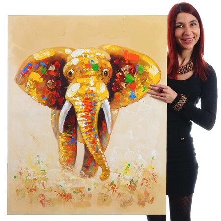 Wandbild Elefant, 100% handgemaltes Ölgemälde Gemälde XL, 100x80cm bei  Marktkauf online bestellen | Kunstdrucke