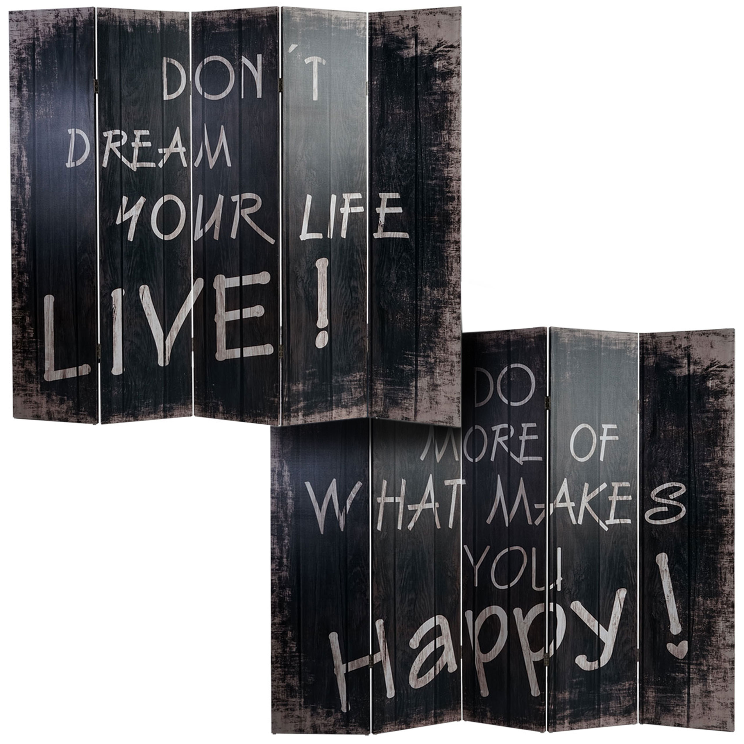 Foto-Paravent Retro, Paravent Raumteiler Trennwand ~ 180x200cm, Spruch 