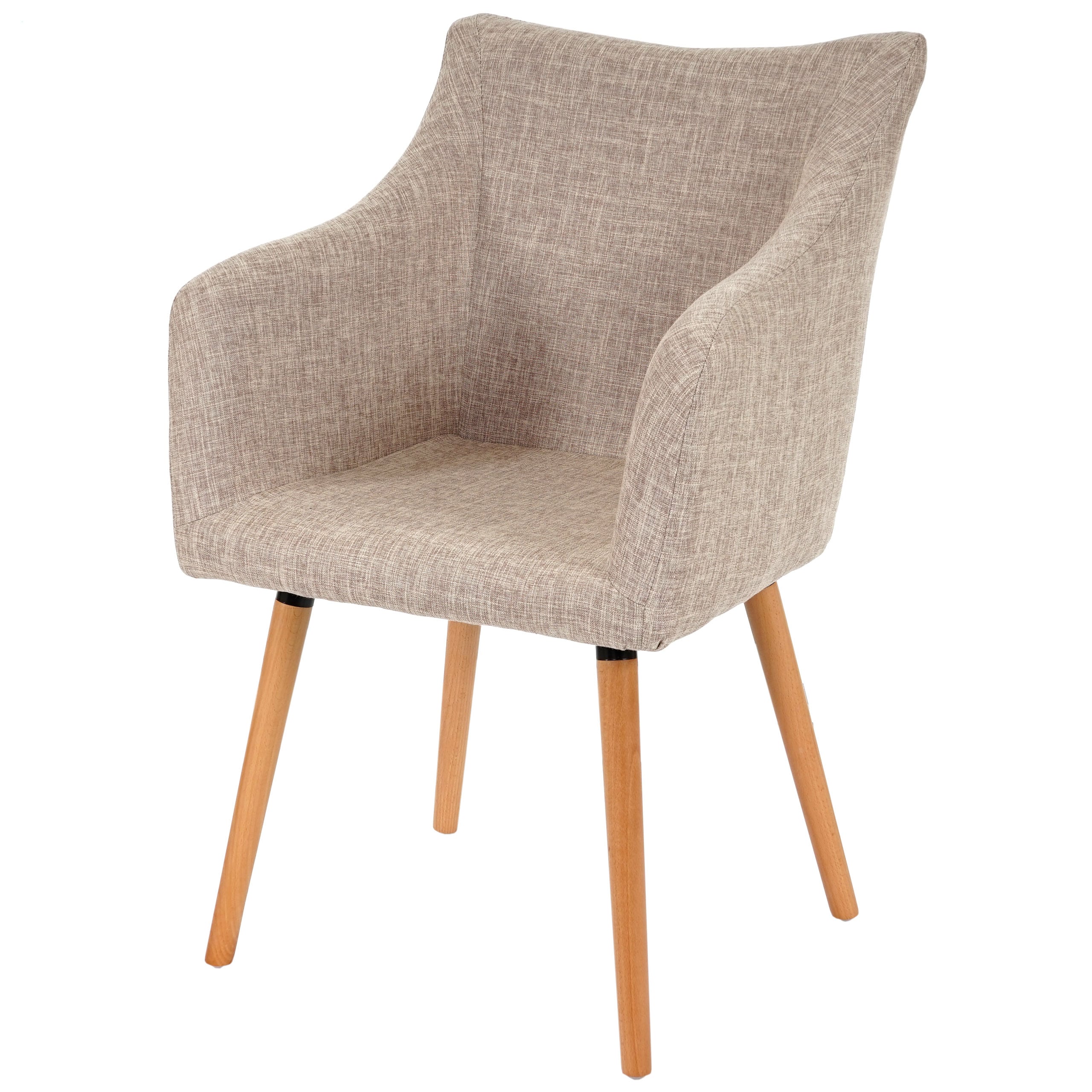 Esszimmerstuhl Vaasa T382, Stuhl K&uuml;chenstuhl, Retro 50er Jahre Design ~ Textil, creme/grau 