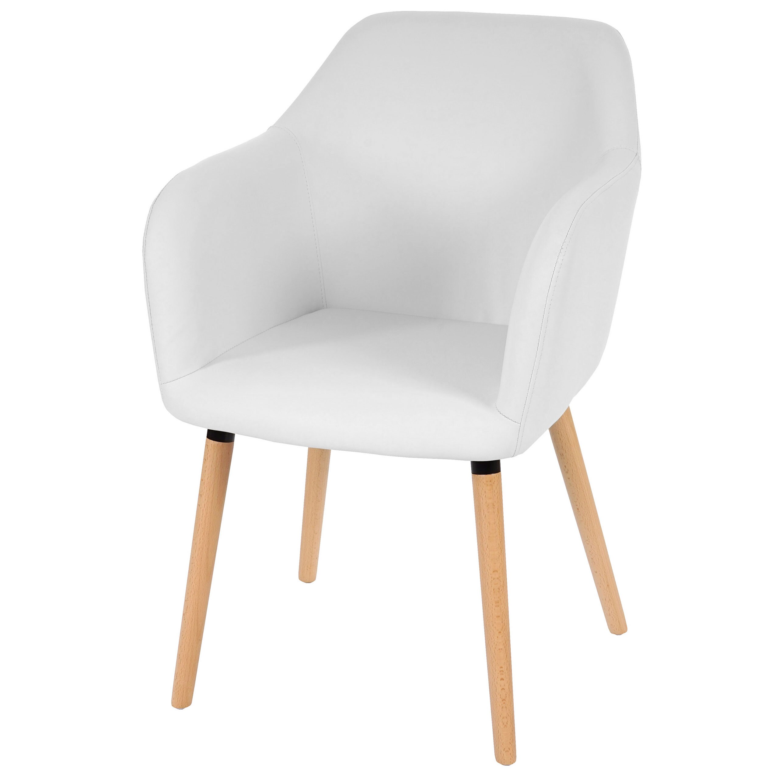 Esszimmerstuhl Vaasa T381, Stuhl K&uuml;chenstuhl, Retro 50er Jahre Design ~ Kunstleder, wei&szlig;, helle Beine 