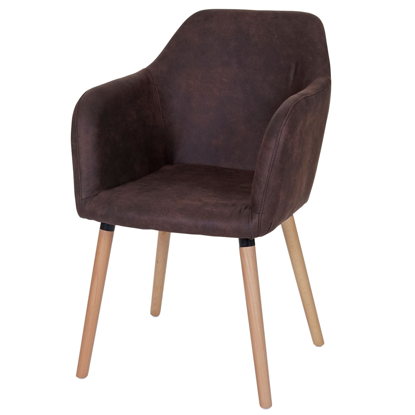 Esszimmerstuhl Vaasa T381, Stuhl K&uuml;chenstuhl, Retro 50er Jahre Design ~ Textil, vintage dunkelbraun, helle Beine 