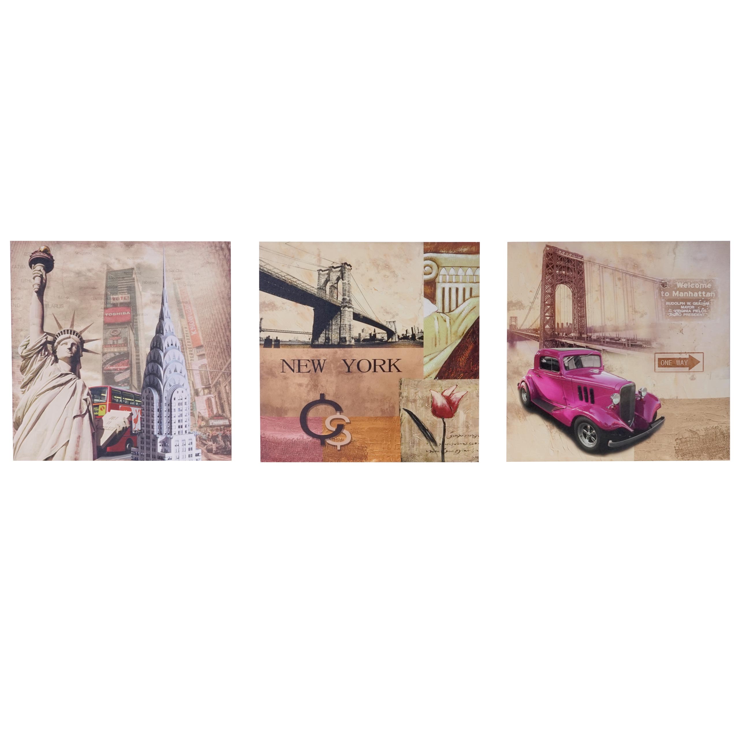 Leinwandbild H376, Wandbild Keilrahmenbild Kunstdruck, 3-teilig 150x50cm ~ New York 