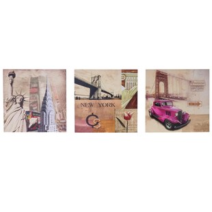 Leinwandbild H376, Wandbild Keilrahmenbild Kunstdruck, 3-teilig 150x50cm ~ New York 